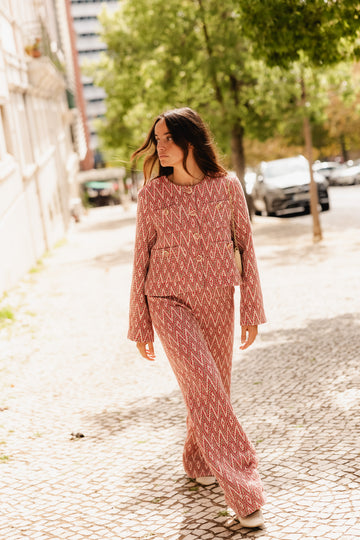 Calças de tweed | Losangos vermelhos