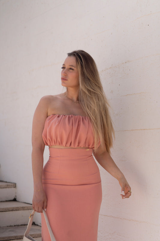 Saia midi folho | Rosa