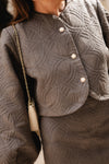 Casaco curto Jaquard | Taupe