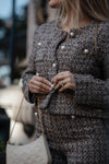 Casaco curto de tweed | Castanho