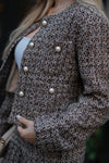 Casaco curto de tweed | Castanho
