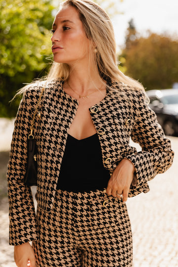 Casaco curto de tweed | Pied Poule