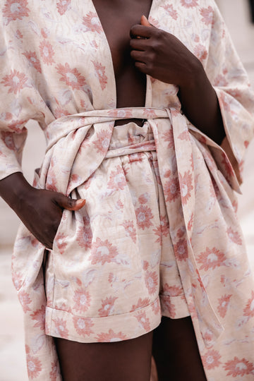 Calções linho Girassóis