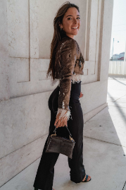 Blusa assimétrica de Lantejoulas | Castanho&Prateado