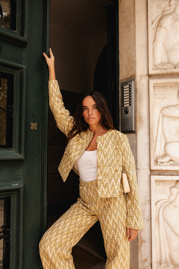 Casaco curto de tweed | Losangos Amarelos