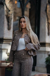 Casaco curto de tweed | Castanho