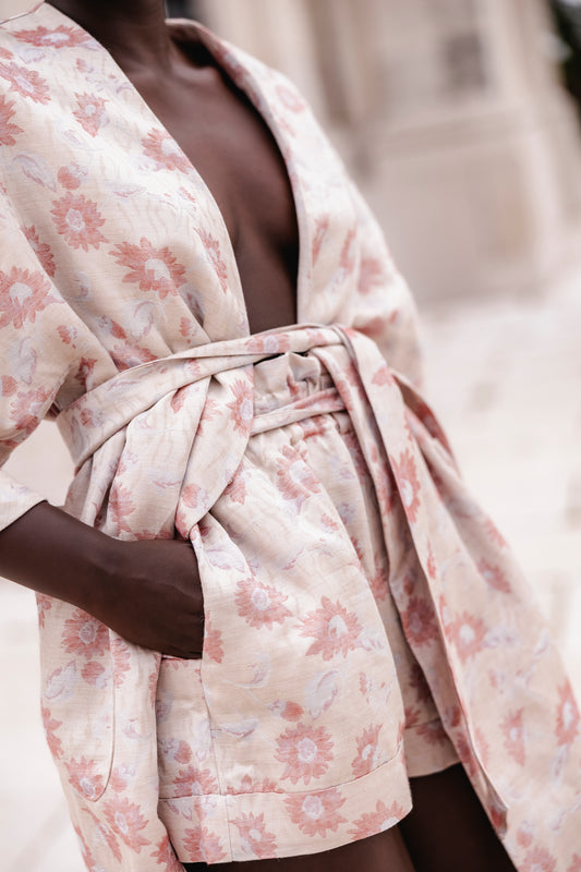 Calções linho Girassóis