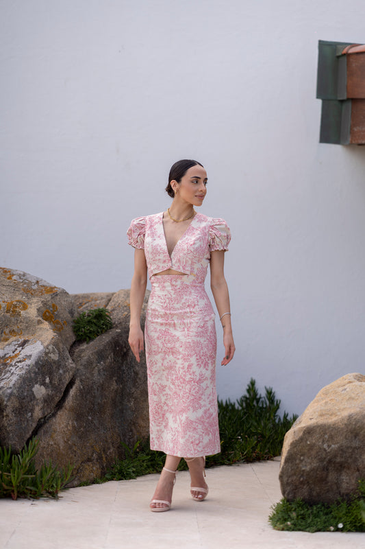 Vestido Midi | Linho Rosa