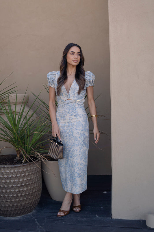 Vestido Midi | Linho Azul