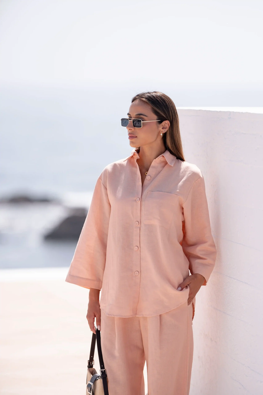 Camisa Oversize Linho | Salmão
