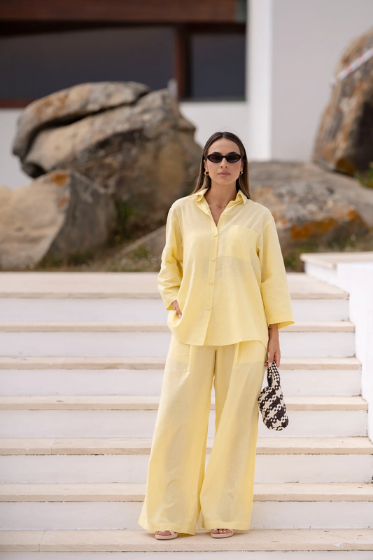 Calças Linho | Amarelo